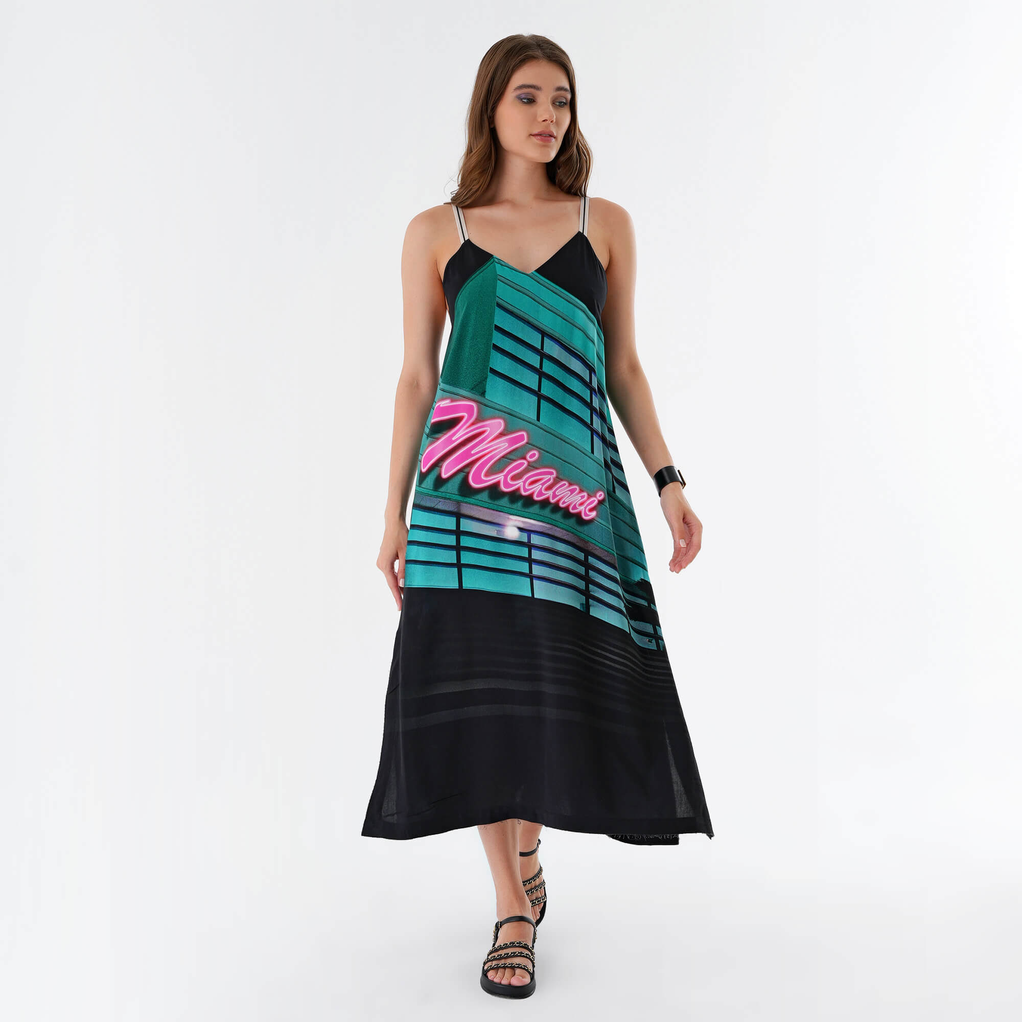 Palm Angels - Miami Graphic Print Midi Dress IT40